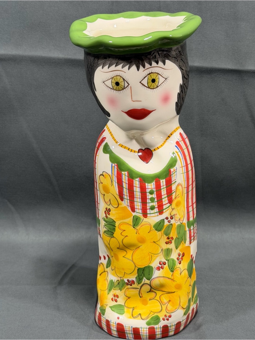 Designer Susan Paley Ceramic Lady Vase Daisy Bella Casa by GANZ 11” Tall Quirky